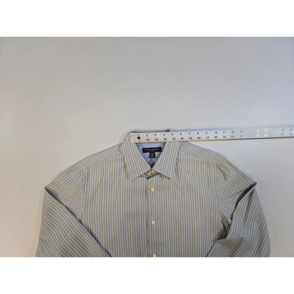 Banana Republic Mens Fitted Striped Button Down‎ Shirt M 15-15.5 Woven in Italy